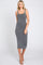 Grey Rib Knit Lace Up Back Midi Dress