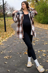 Rust Plaid Button Down Maternity Flannel