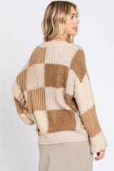 Mocha Multi-Textured Checkered Sweater