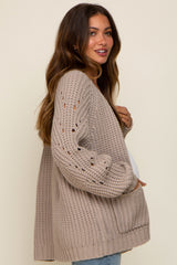 Taupe Chunky Knit Maternity Cardigan