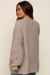 Taupe Chunky Knit Maternity Cardigan