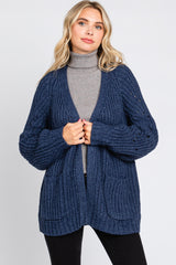 Navy Blue Chunky Knit Cardigan