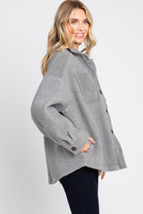 Grey Colorblock Fleece Shirt Jacket