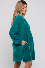 Emerald V-Neck Velvet Maternity Dress