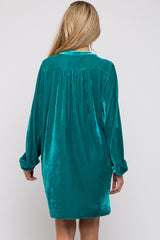 Emerald V-Neck Velvet Maternity Dress