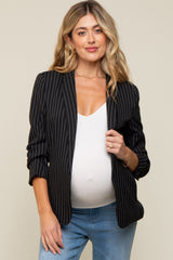 Black Pinstriped Maternity Blazer
