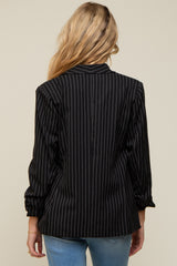 Black Pinstriped Maternity Blazer