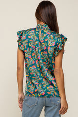 Forest Green Paisley Satin Smocked Neck Maternity Blouse