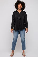 Black Striped Button Up Top