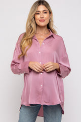 Mauve Striped Button Up Maternity Top