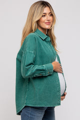 Emerald Green Corduroy Button Up Maternity Top