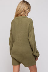 Olive Button Up Maternity Sweater Romper