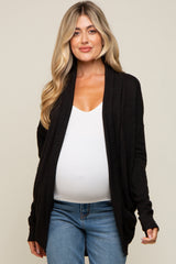 Black Ribbed Open Front Maternity Cardigan