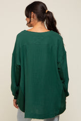 Forest Green Lightweight Button Front Tunic Top