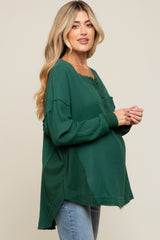 Forest Green Lightweight Button Front Maternity Tunic Top