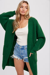 Forest Green Chunky Waffle Knit Maternity Cardigan