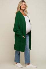 Forest Green Chunky Waffle Knit Maternity Cardigan