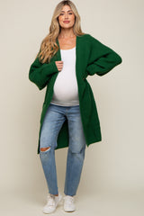 Forest Green Chunky Waffle Knit Maternity Cardigan