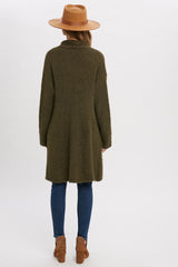 Olive Fuzzy Knit Draped Cardigan