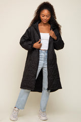 Black Quilted Long Puffer Jacket