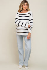 Black Striped Boat Neck Maternity Sweater