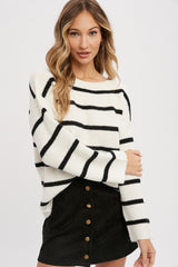 Black Striped Boat Neck Maternity Sweater