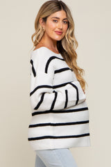 Black Striped Boat Neck Maternity Sweater