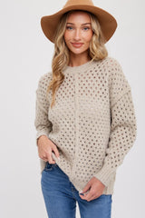 Taupe Open Chunky Knit Maternity Sweater