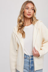 Cream Zip Up Hooded Maternity Cardigan