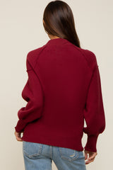 Burgundy Knit Long Sleeve Mock Neck Maternity Top