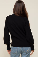 Black Knit Long Sleeve Mock Neck Maternity Top