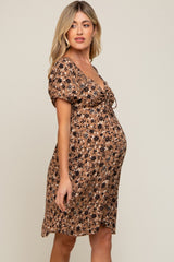 Mocha Floral Sweetheart Maternity Dress