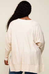 Ivory Dolman Sleeve Side Slit Plus Sweater