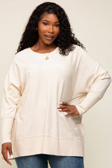 Ivory Dolman Sleeve Side Slit Plus Sweater