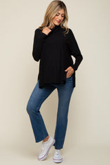 Black Cowl Neck Dolman Sleeve Maternity Sweater