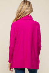 Fuchsia Cowl Neck Dolman Sleeve Maternity Sweater