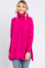 Fuchsia Cowl Neck Dolman Sleeve Sweater