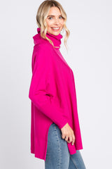 Fuchsia Cowl Neck Dolman Sleeve Sweater