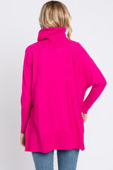 Fuchsia Cowl Neck Dolman Sleeve Sweater