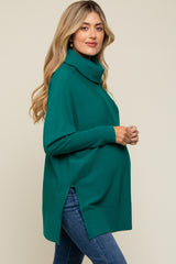 Forest Green Cowl Neck Dolman Sleeve Maternity Sweater