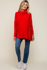 Red Cowl Neck Dolman Sleeve Maternity Sweater