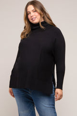 Black Cowl Neck Dolman Sleeve Maternity Plus Sweater