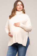 Cream Cowl Neck Dolman Sleeve Maternity Plus Sweater