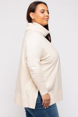 Cream Cowl Neck Dolman Sleeve Plus Sweater