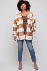 Taupe Textured Plaid Jacket