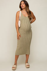 Sage Sleeveless Knit Maternity Midi Dress