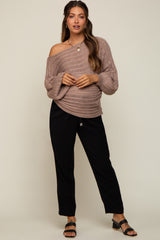 Taupe Crochet Dolman Sleeve Maternity Sweater