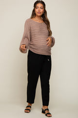 Taupe Crochet Dolman Sleeve Maternity Sweater