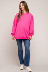 Fuchsia Soft Knit Fleece Lined Maternity Sweatshirt