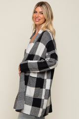 Black Plaid Shawl Cardigan